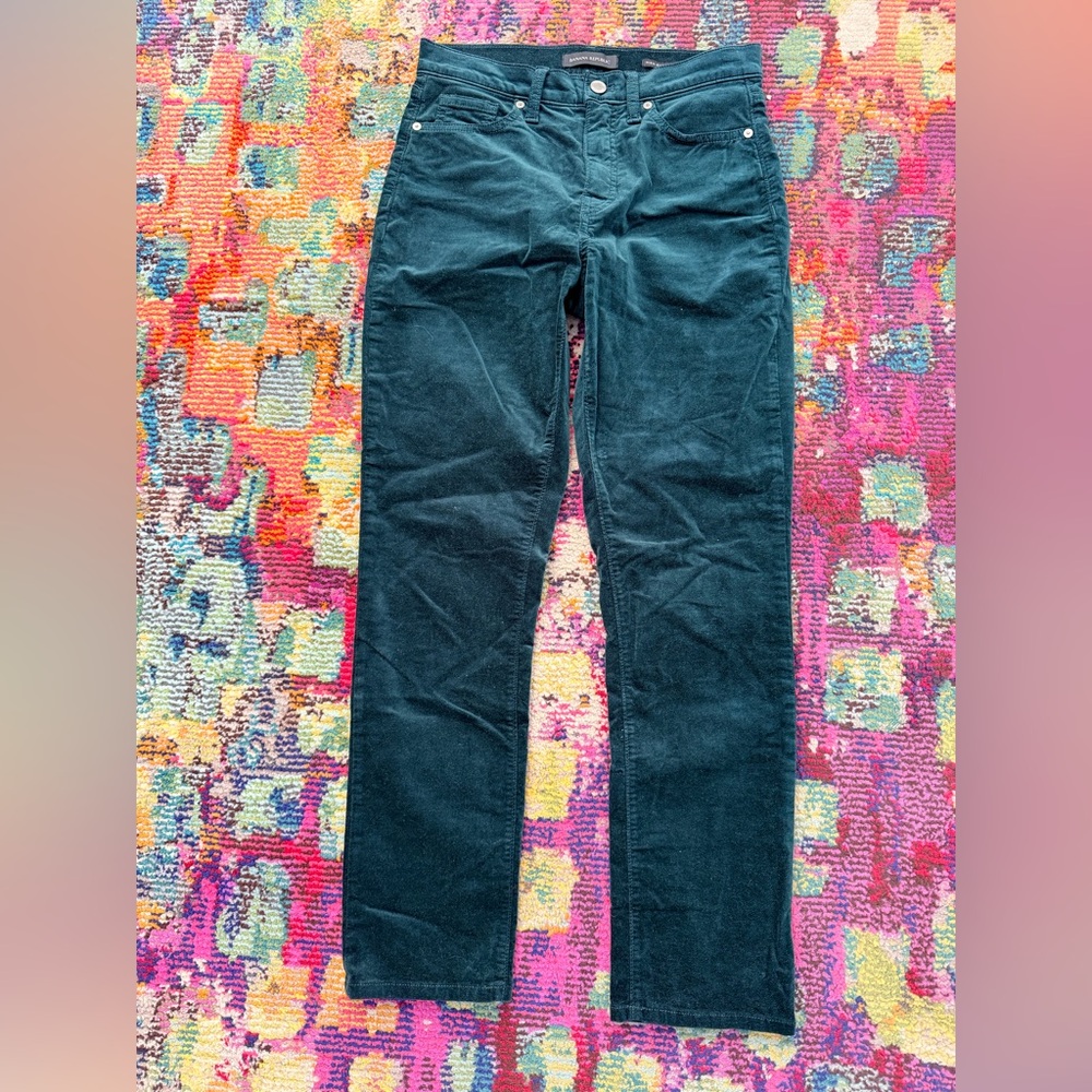 Banana Republic Green High-Rise Slim Corduroy Pants